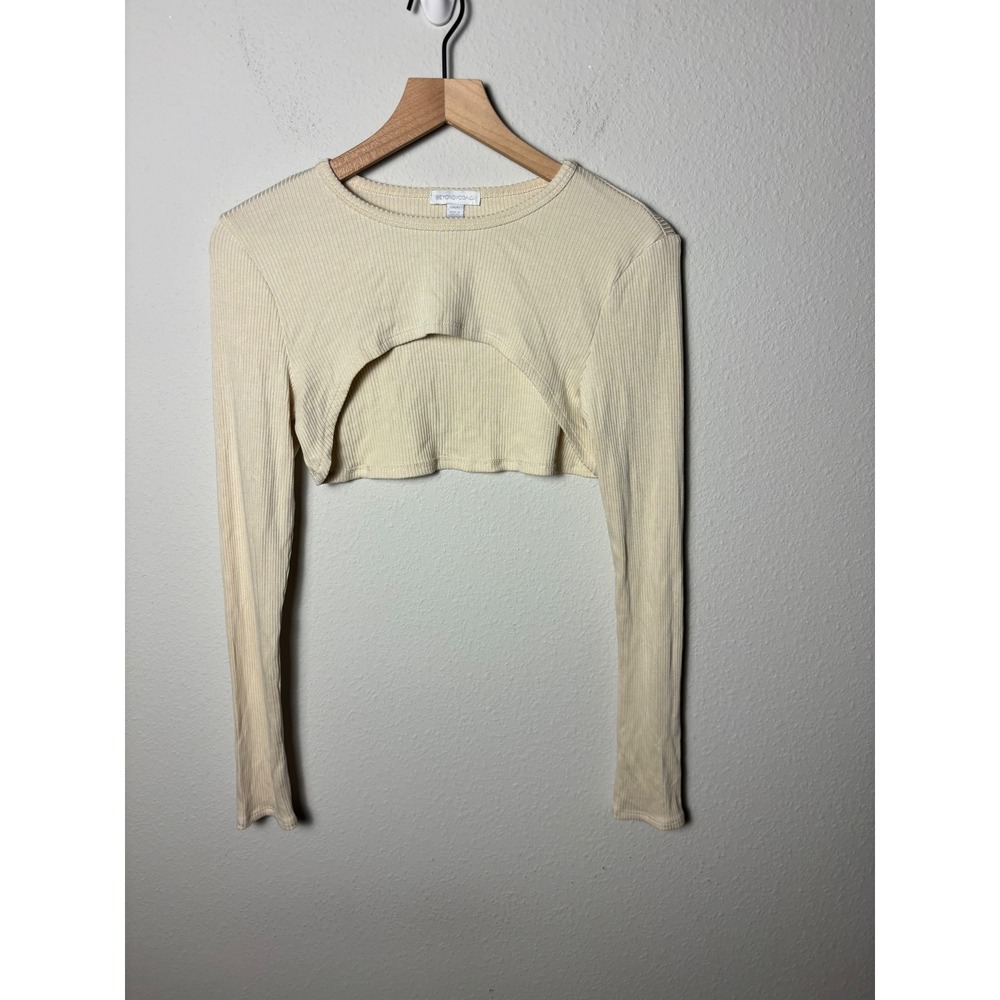 Beyond Yoga Ribbed Shrug Long Sleeve Cropped Bolero Cream Ivory Womens Large